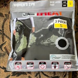 32 Degrees Women's Black Base Layer Pants 2 Pack size small